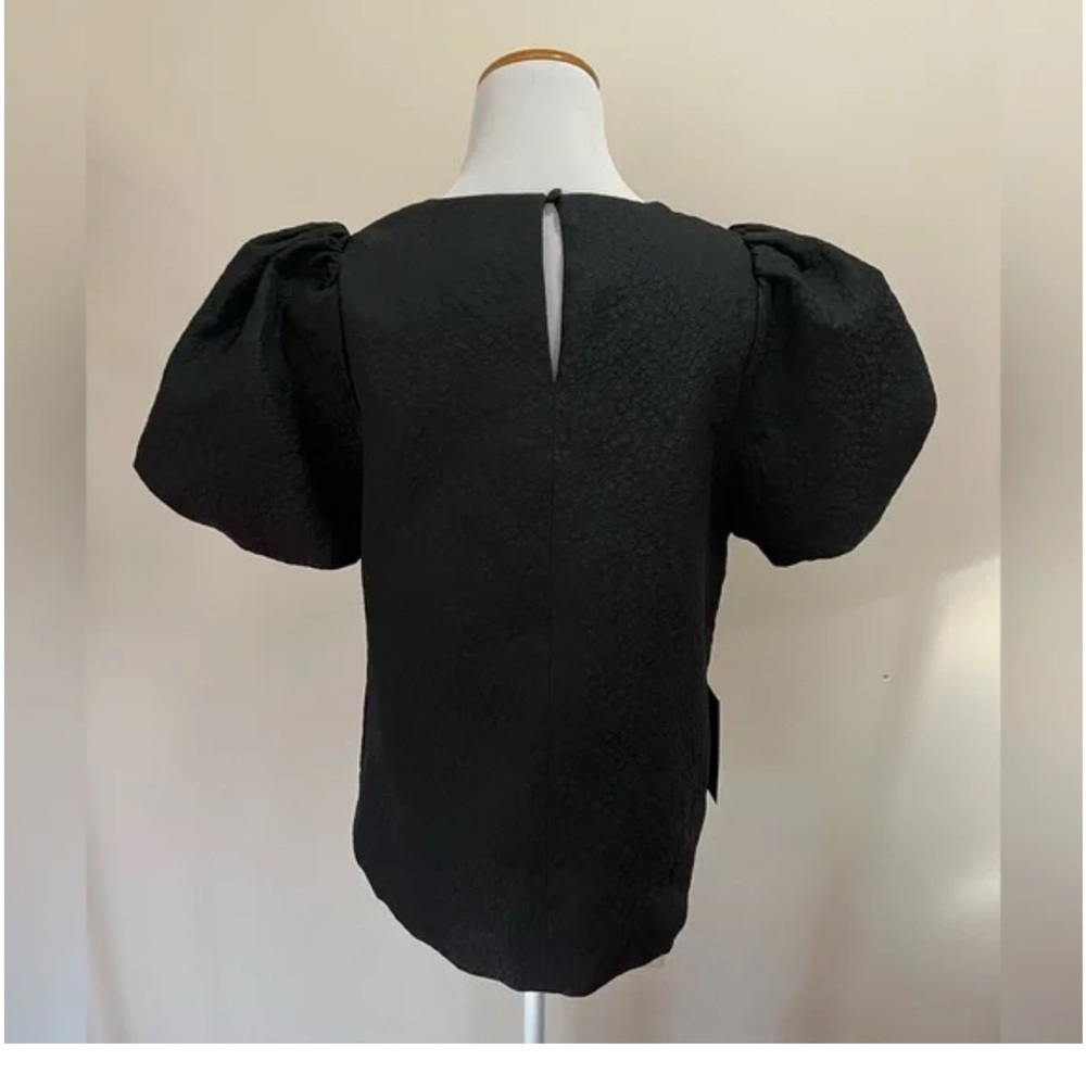 New Pomander Place Tuckernuck Black Jacquard Short Sleeve Lyla Blouse Top Sz. XL - Picture 2 of 3